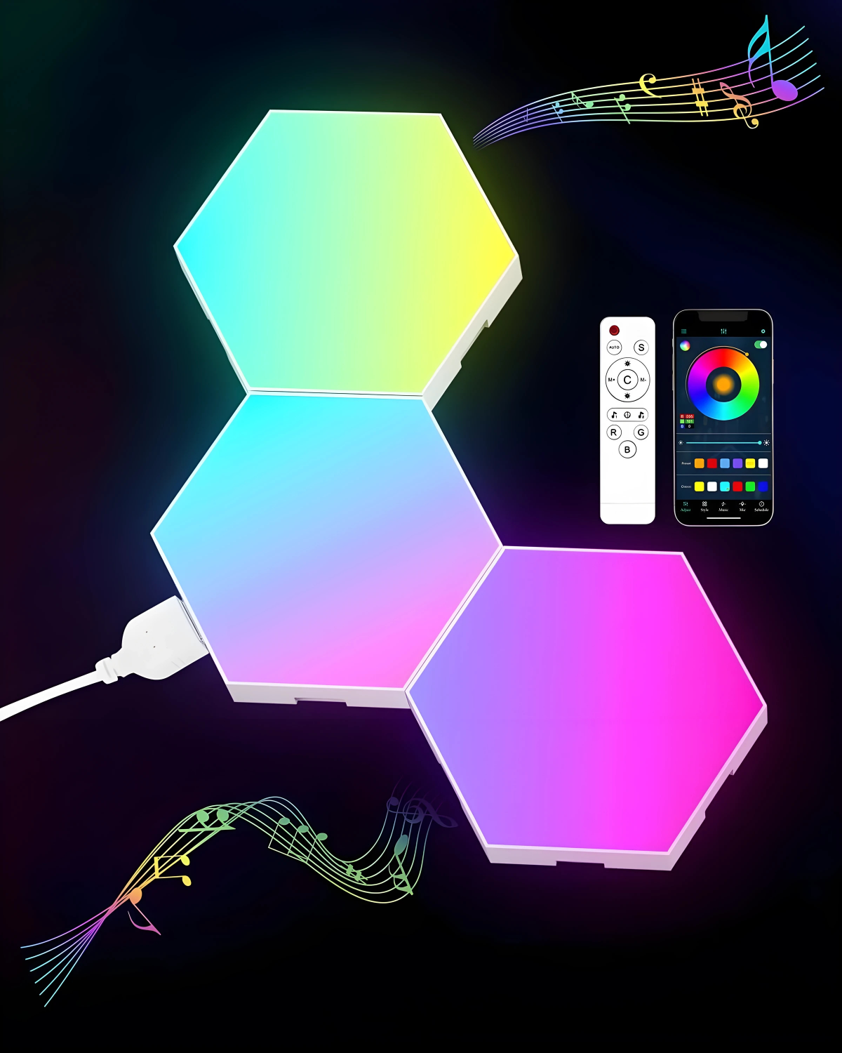 Lámpara Cuántica Hexagonal RGB LED
