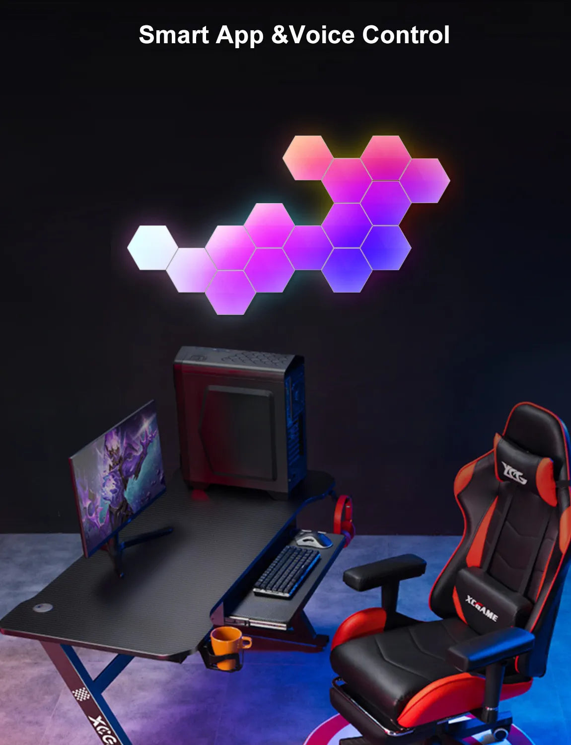 Lámpara Cuántica Hexagonal RGB LED