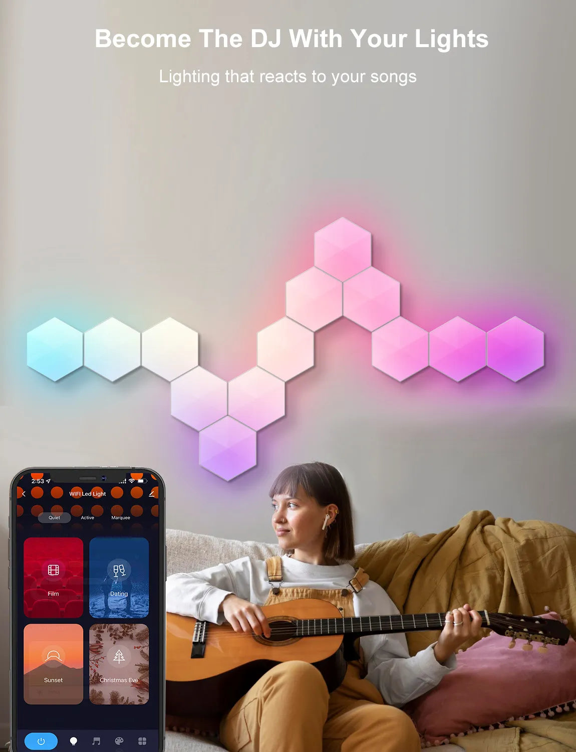 Lámpara Cuántica Hexagonal RGB LED